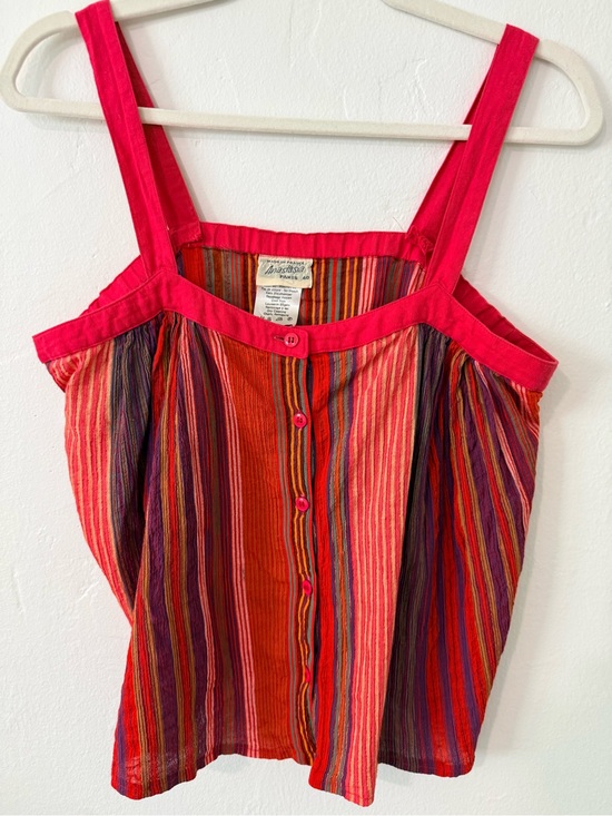 Anastasia Tops - Vintage Anastasia Paris Francois Viannay Cotton Striped Tank Top France 40